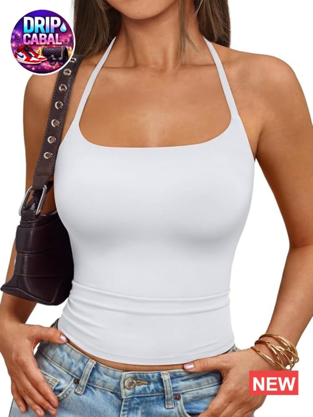 Double Lined Halter Crop Tank Top Backless Self Tie Y2K Summer Going Out